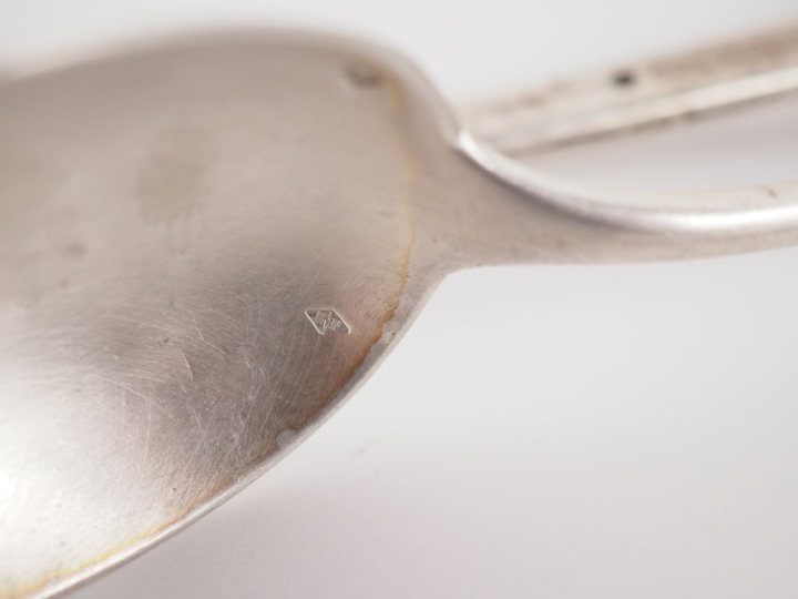 Cuillère à ragout en argent 925, modèle uniplat poinçon au premier coq