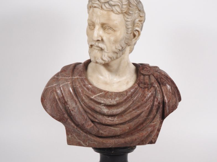 Ecole française d'après l'antique.  "Buste d'empereur romain" Sculptur