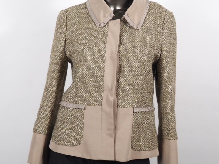 RED VALENTINO Veste à col en coton, laine et viscose dans les tons bei