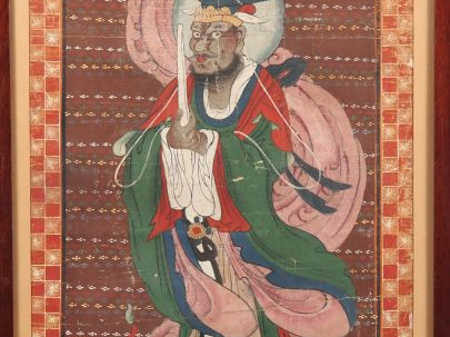 Chine, époque Qing, XIXe siècle,  Deux encres et couleurs sur papier r