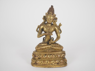 Vente aux enchères Tibet, fin XIXe – début XXe siècle Statuette en bronze doré, représent