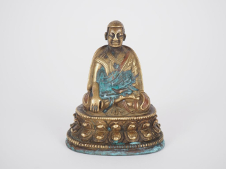 Vente aux enchères Tibet, XIXe siècle Statuette en bronze et cuivre, représentant un Lama