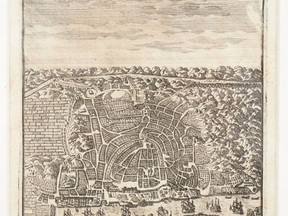 Deux plans de Goa.  Dim. 13,5 x 19,5 cm – 15,5 x 11 cm  (Encadrés sous