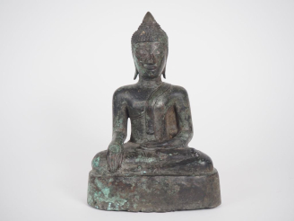 Vente aux enchères Laos, XVIII-XIXe siècle Statuette en bronze de patine brune et oxydati
