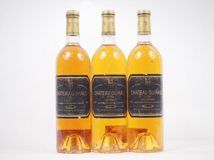 3 BOUTEILLES CHÂTEAU GUIRAUD 1er CC SAUTERNES - 1998 - 1 BG/ELA 