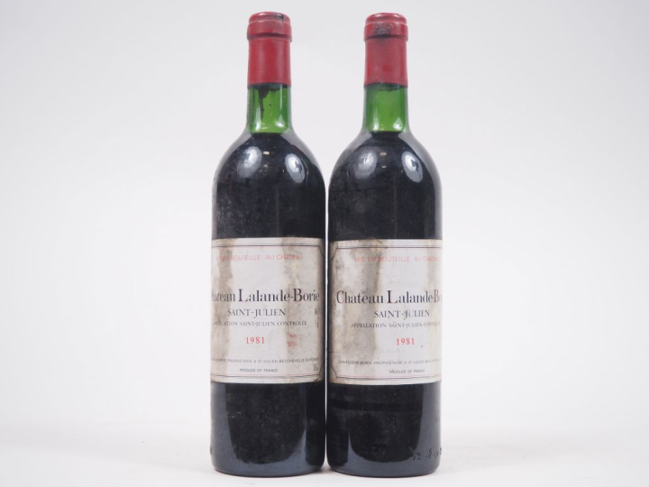 2 BOUTEILLES CHÂTEAU LALANDE BORIE ST JULIEN - 1981 - 2 BG/ET 