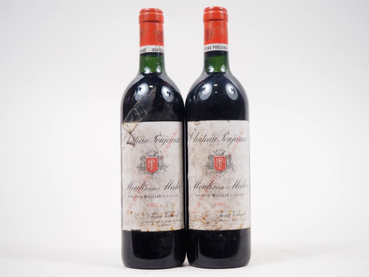 2 BOUTEILLES CHÂTEAU POUJEAUX MOULIS EN MÉDOC - 1985 - BG 