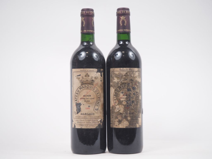 2 BOUTEILLES MARQUIS D'ALESME GCC MARGAUX - 1998 - ETS 