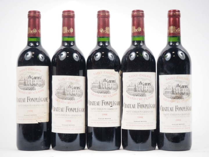 5 BOUTEILLES CHÂTEAU FONPLÉGADE GC ST ÉMILION - 1998