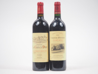 Vente aux enchères 2 BOUTEILLES 2000 : 1 CHÂTEAU LA GRÂCE DIEU GC ST ÉMILION / 1 CHÂTEAU 