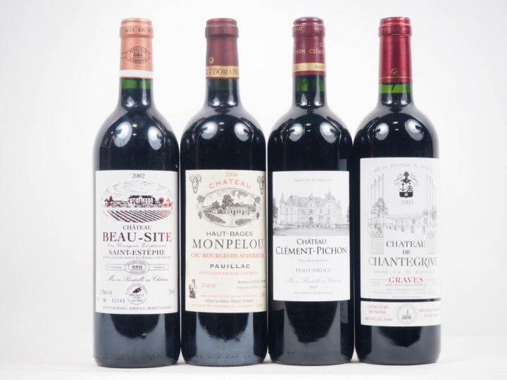 4 BOUTEILLES : 1 CHÂTEAU BEAU SITE CB ST ESTÈPHE - 2002 / 1 CHÂTEAU HA