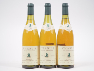 Vente aux enchères 3 BOUTEILLES CHABLIS JABOULET VERCHERRE - 1988 - 1 à 4,5 CM 