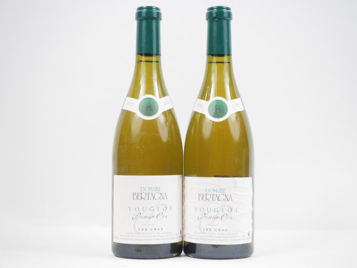 2 BOUTEILLES VOUGEOT 1er CRU "LES CRAS" DOMAINE BERTAGNA - 2012 -  ÉTI