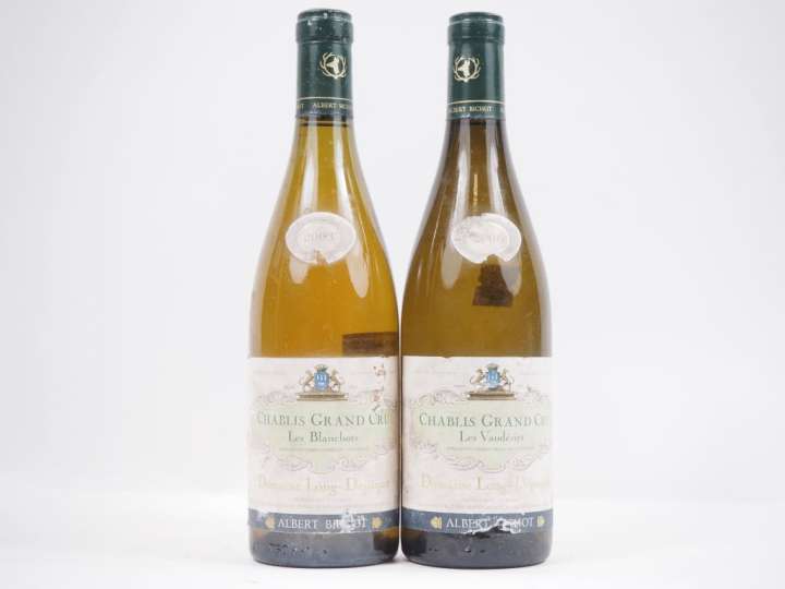 2 BOUTEILLES CHABLIS GC ALBERT BICHOT DOMAINE LONG DEPAQUIT : 1 "LES B
