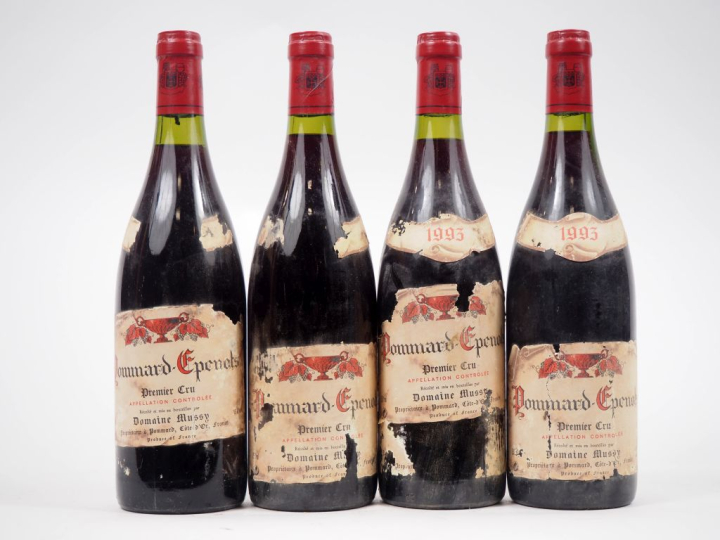 4 BOUTEILLES POMMARD EPENOTS 1er CRU DOMAINE MUSSY - 1993 - ETA 