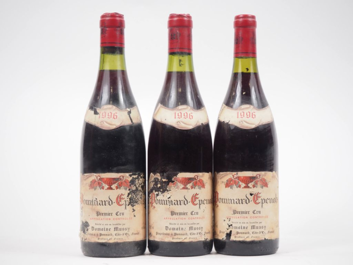 3 BOUTEILLES POMMARD EPENOTS 1er CRU DOMAINE MUSSY - 1996 - ETA 