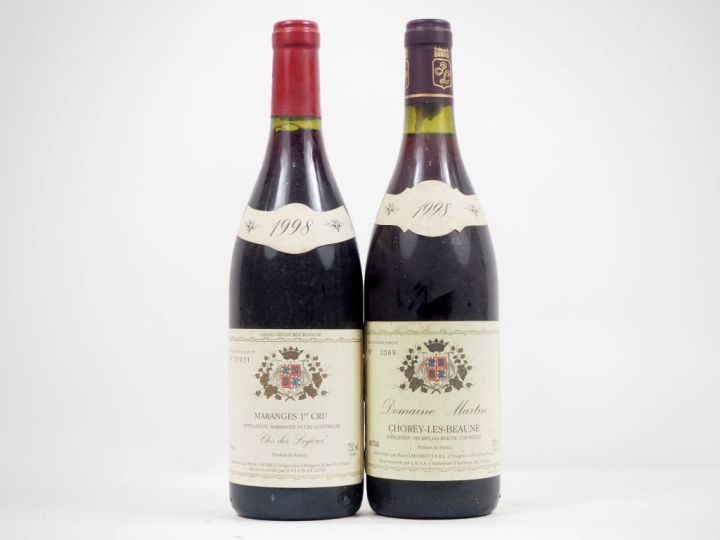 2 BOUTEILLES PIERRE LAFOREST 1998 : 1 MARANGES 1er CRU "CLOS DES LOYÈR