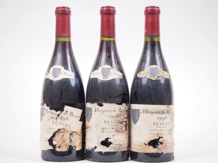 3 BOUTEILLES BEAUNE 1er CRU ROUGEOT DUPIN HOSPICES DE BEAUNE - 1998 - 