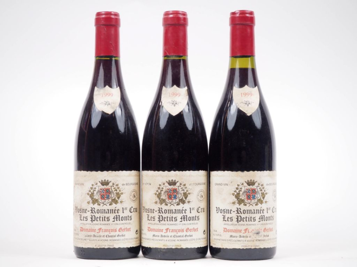 3 BOUTEILLES VOSNE ROMANÉE 1er CRU "LES PETITS MONTS" DOMAINE FRANCOIS