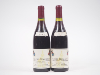 Vente aux enchères 2 BOUTEILLES VOSNE ROMANÉE 1er CRU "AU DESSUS DES MALCONSORTS" HENRI E