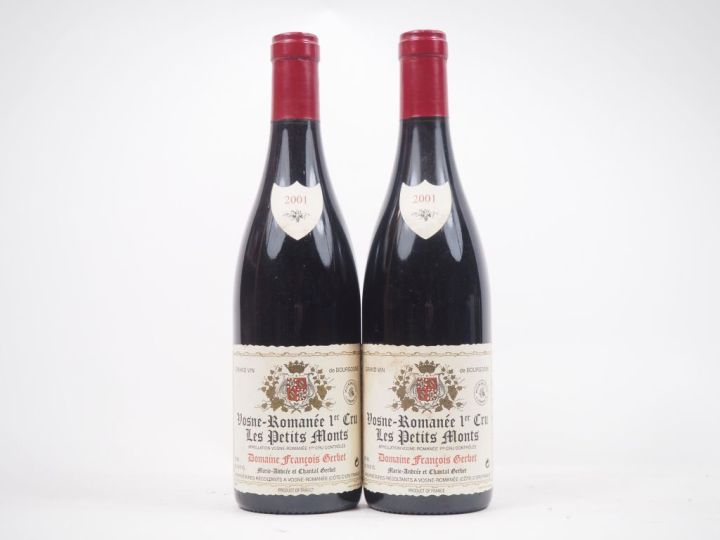 2 BOUTEILLES VOSNE ROMANÉE 1er CRU "LES PETITS MONTS" DOMAINE FRANCOIS