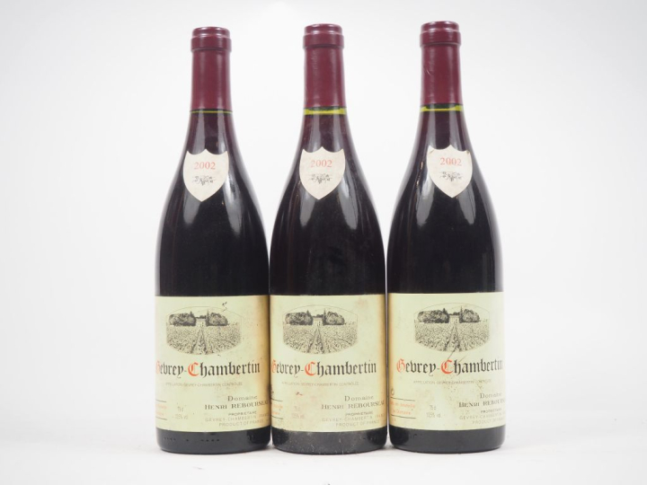 3 BOUTEILLES GEVREY CHAMBERTIN DOMAINE HENRI REBOURSEAU - 2002