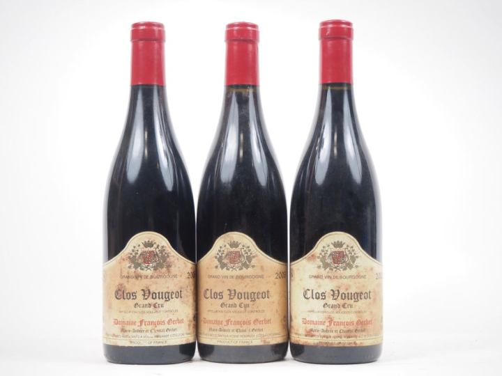3 BOUTEILLES CLOS DE VOUGEOT GC DOMAINE FRANCOIS GERBET - 2005 - ETT