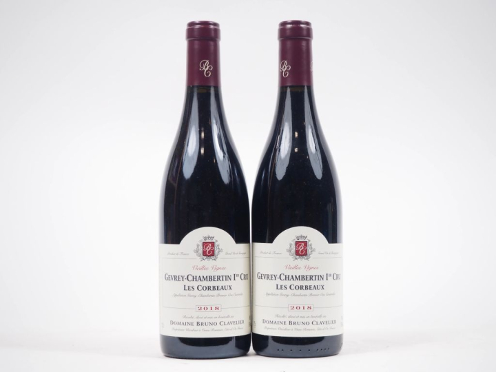 2 BOUTEILLES GEVREY CHAMBERTIN 1er CRU "LES CORBEAUX" V.V. DOMAINE BRU