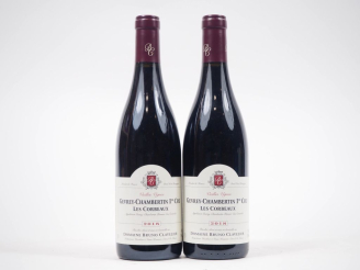 Vente aux enchères 2 BOUTEILLES GEVREY CHAMBERTIN 1er CRU "LES CORBEAUX" V.V. DOMAINE BRU