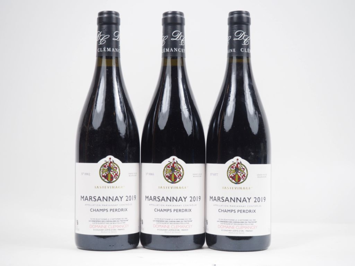 3 BOUTEILLES MARSANNAY "CHAMPS PERDRIX" DOMAINE CLEMANCEY - 2019