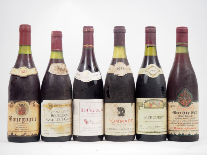 6 BOUTEILLES : 1 BOURGOGNE PAUL MONIOT - 1986 / 1 BOURGOGNE PASSE TOUT