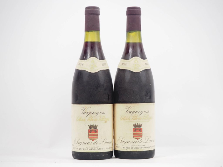 2 BOUTEILLES CÔTES DU RHÔNE VILLAGES VACQUEYRAS "SEIGNEUR DE LAURIS" -