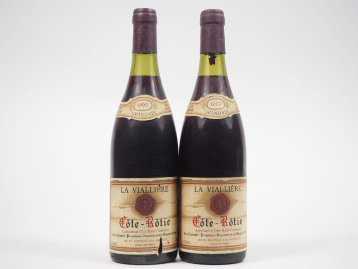 2 BOUTEILLES CÔTE RÔTIE "LA VIALLIÈRE" JOEL CHAMPET - 1990