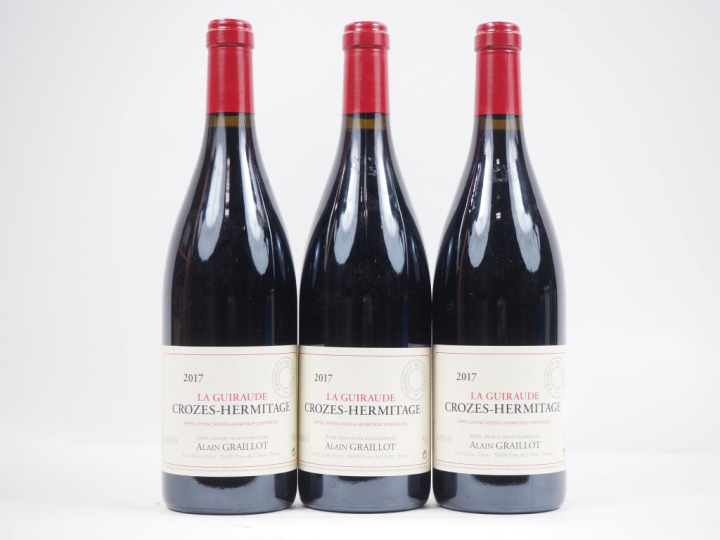 3 BOUTEILLES CROZES HERMITAGE "LA GUIRAUDE" ALAIN GRAILLOT - 2017