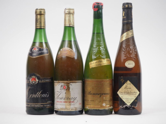 Vente aux enchères 4 BOUTEILLES : 1 MONTLOUIS - 1985 / 1 VOUVRAY - 1988 / 1 BONNEZEAUX - 