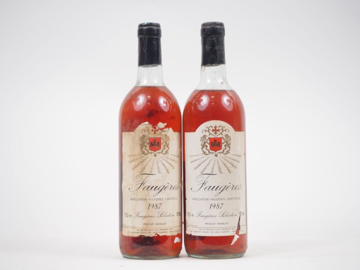 2 BOUTEILLES FAUGÈRES ROSÉ - 1987 - 1 BG/1 LB 