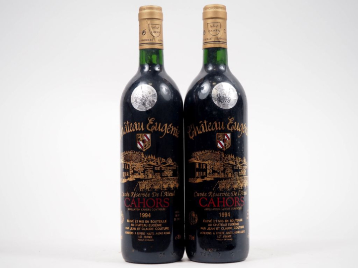 2 BOUTEILLES CHÂTEAU EUGÉNIE "CUVÉE RÉSERVÉE DE L'AIEUL" CAHORS - 1994