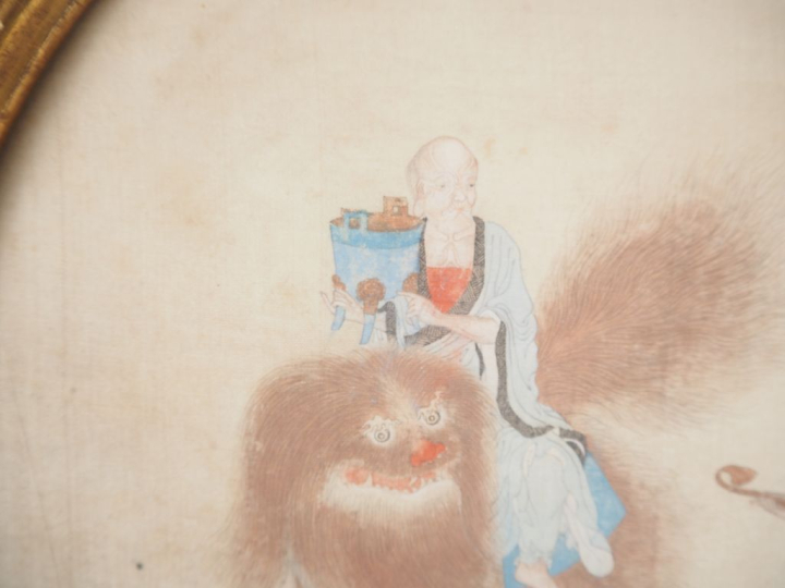 Chine, XVIIIe siècle Peinture en médaillon circulaire, encre et couleu