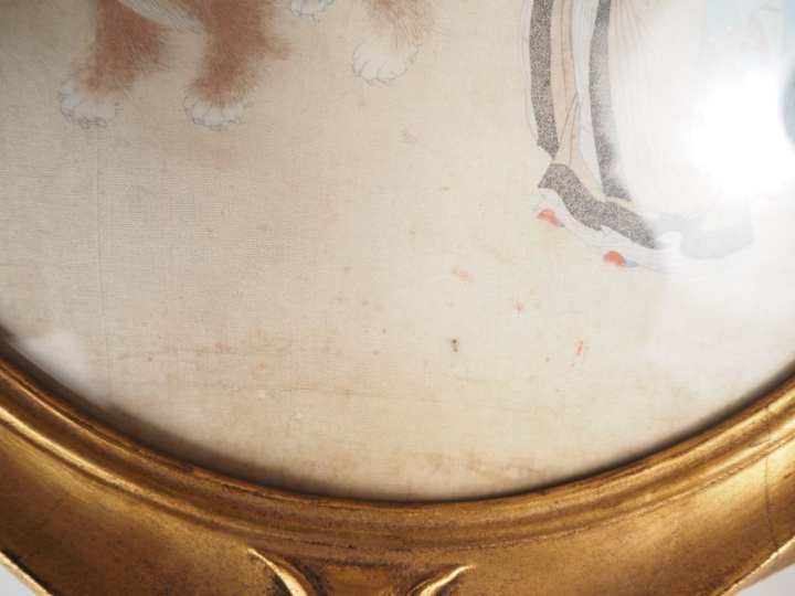 Chine, XVIIIe siècle Peinture en médaillon circulaire, encre et couleu