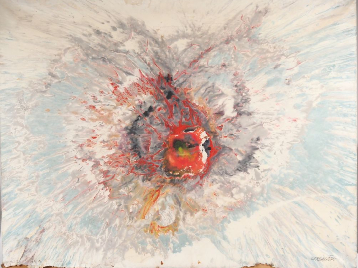 Yves CORBASSIERES. "Composition". Huile sur toile. Dim. 89 X 116 cm. (