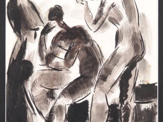 Vente aux enchères FONTANAROSSA. 'les penseurs'. Encre de Chine