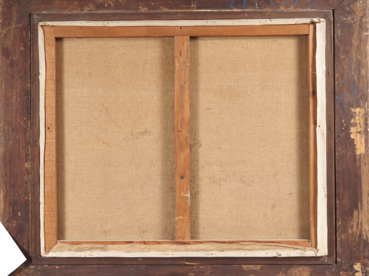 Ecole française XX e, Jacques HERVE ?  'Vue de ville en bord de fleuve