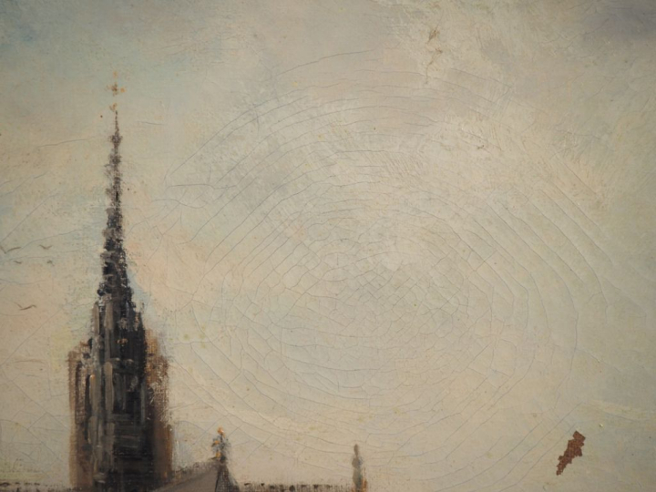Gustave MASCART. "Notre Dame, vue depuis la Seine" Huile sur toile, si