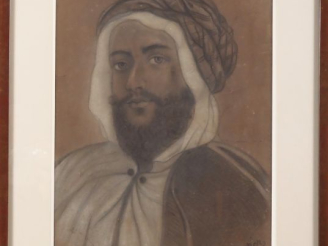 Vente aux enchères A. PONTIER. "portrait de cheikh arabe" dessin daté 1900
