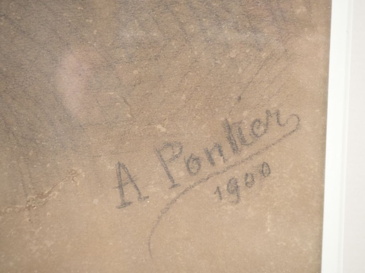 A. PONTIER. "portrait de cheikh arabe" dessin daté 1900