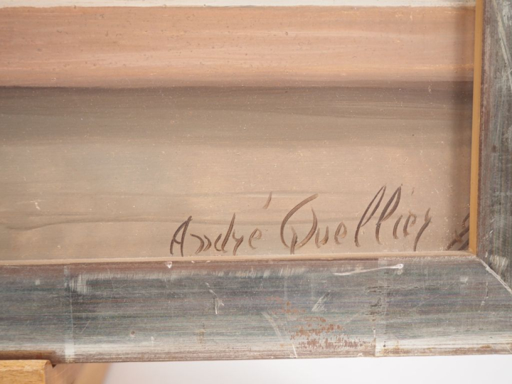 André QUELLICY, "Nature morte aux tournesols et aux œillets de poète".