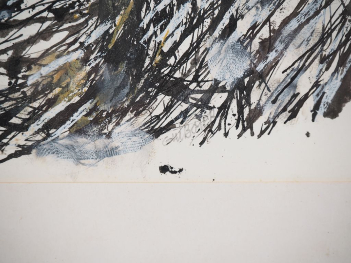 Ecole française. "composition" dessin aquarellé signé en bas à droite