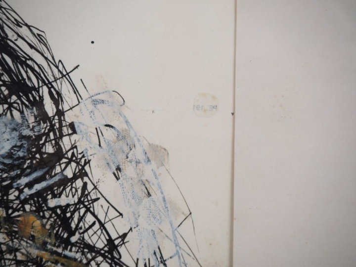 Ecole française. "composition" dessin aquarellé signé en bas à droite