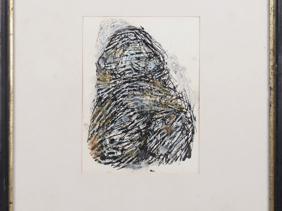 Ecole française. "composition" dessin aquarellé signé en bas à droite