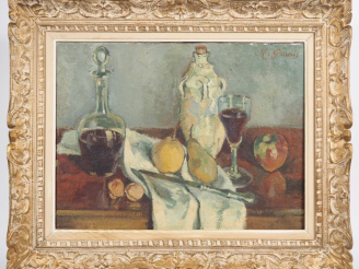 Vente aux enchères M. GRUAIS. 'Nature morte'. Huile sur toile, signée en haut à droite. 4